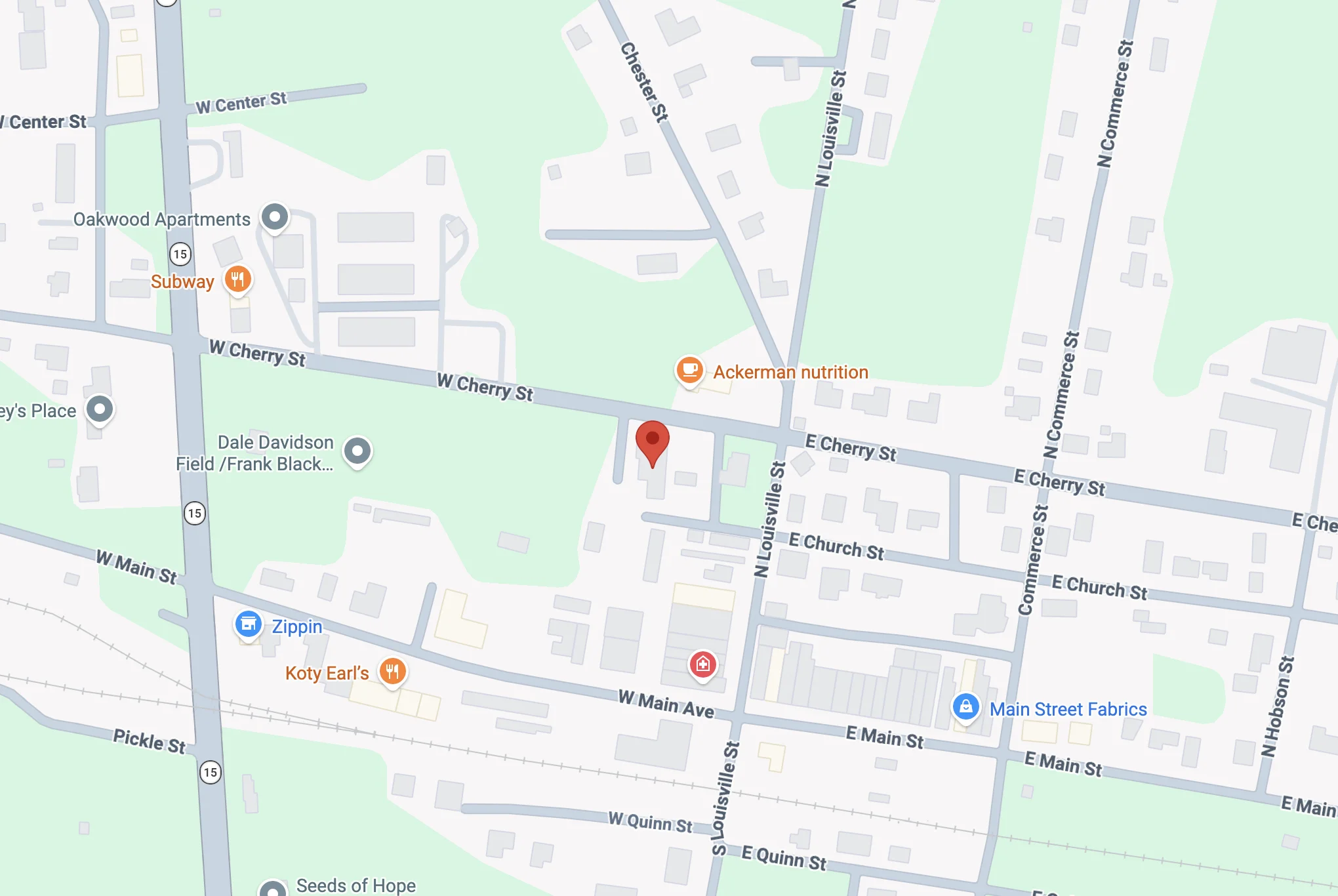 Map to Baptist Medical Group-Parsons Primary Care at 356 Cherry Street in Ackerman, Mississippi