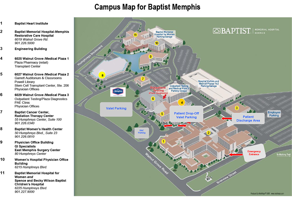 Campus Map for Baptist Memphis